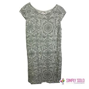 Lina Tomei Women's 100% Linen Italian‎ Palma Dress Green Cap Sleeve Crew Neck XL